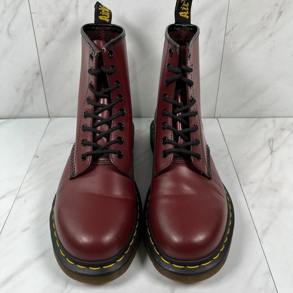 Doc Dr Martens 1460 Womens Size 8 Oxblood Burgundy Leather Combat Ankle Boots - Picture 9 of 14